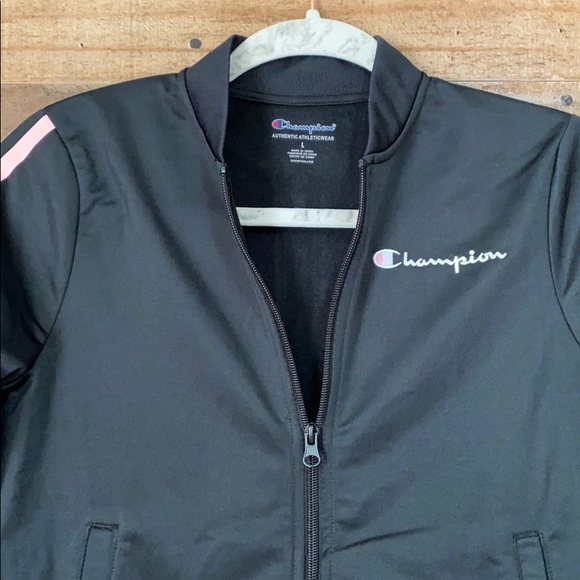 Champion Black Track Jacket With Sleeve Logo - Picture 6 of 9